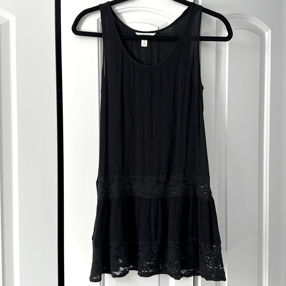 Black long lacy top